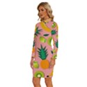 Fruits Tropical Pattern Design Art Long Sleeve Shirt Collar Bodycon Dress View2