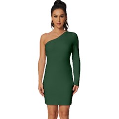 Eden Green - Long Sleeve One Shoulder Mini Dress by ColorfulDresses