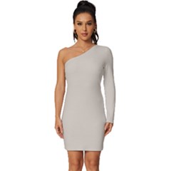 Abalone Grey - Long Sleeve One Shoulder Mini Dressdress by ColorfulDresses