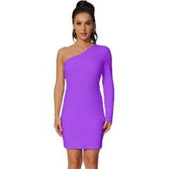 Daffodil Purple - Custom Long Sleeve One Shoulder Mini Dress by ColorfulDresses