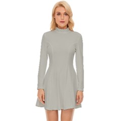 Harbor Grey - Long Sleeve Velour Longline Dress by ColorfulDresses