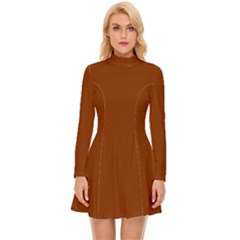 Dark Amber Orange - Long Sleeve Velour Longline Dress by ColorfulDresses