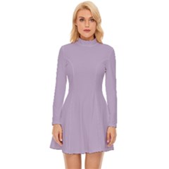 Crocus Petal Purple - Long Sleeve Velour Longline Dress by ColorfulDresses