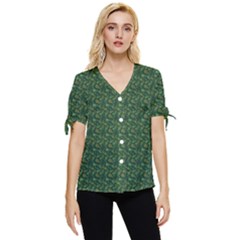 I Sail My Woods Bow Sleeve Button Up Top by Sparkle