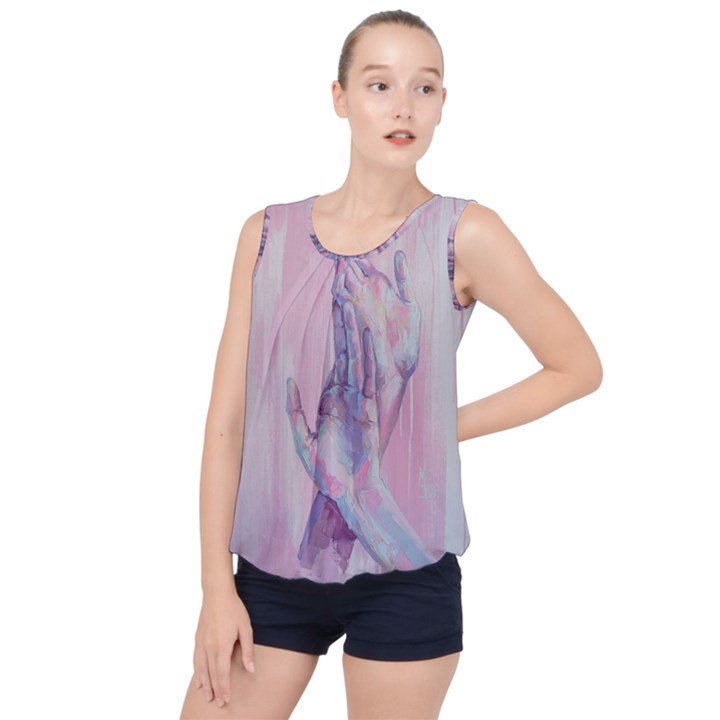 Conceptual abstract hand painting. Bubble Hem Chiffon Tank Top