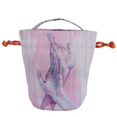 Conceptual Abstract Hand Painting  Drawstring Bucket Bag by MariDein