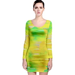 Colorful Multicolored Maximalist Abstract Design Long Sleeve Bodycon Dress by dflcprintsclothing