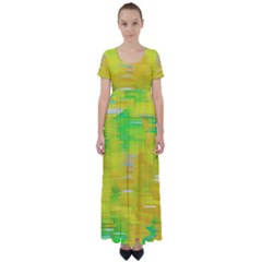 Colorful Multicolored Maximalist Abstract Design High Waist Short Sleeve Maxi Dress by dflcprintsclothing