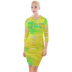 Colorful Multicolored Maximalist Abstract Design Quarter Sleeve Hood Bodycon Dress by dflcprintsclothing