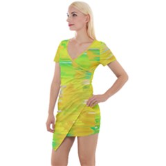 Colorful Multicolored Maximalist Abstract Design Short Sleeve Asymmetric Mini Dress by dflcprintsclothing