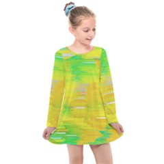 Colorful Multicolored Maximalist Abstract Design Kids  Long Sleeve Dress by dflcprintsclothing