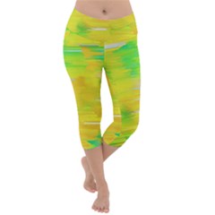 Colorful Multicolored Maximalist Abstract Design Lightweight Velour Capri Yoga Leggings by dflcprintsclothing