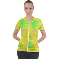 Colorful Multicolored Maximalist Abstract Design Short Sleeve Zip Up Jacket