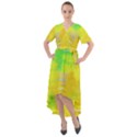 Colorful Multicolored Maximalist Abstract Design Front Wrap High Low Dress View1