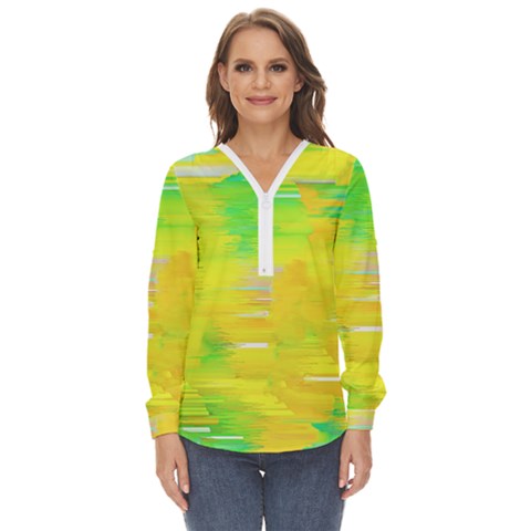 Colorful Multicolored Maximalist Abstract Design Zip Up Long Sleeve Blouse by dflcprintsclothing