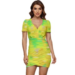 Colorful Multicolored Maximalist Abstract Design Low Cut Cap Sleeve Mini Dress by dflcprintsclothing