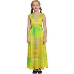 Colorful Multicolored Maximalist Abstract Design Kids  Satin Sleeveless Maxi Dress by dflcprintsclothing