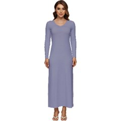 Coin Grey - Long Sleeve Longline Maxi Dress by ColorfulDresses