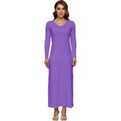 Iris Purple - Long Sleeve Longline Maxi Dress by ColorfulDresses