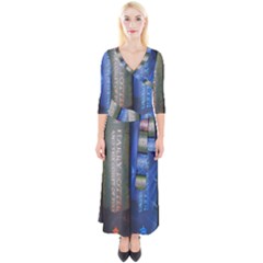 Vintage Collection Book Quarter Sleeve Wrap Maxi Dress