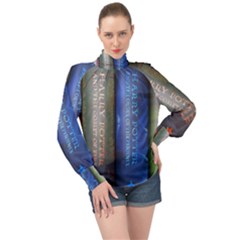 Vintage Collection Book High Neck Long Sleeve Chiffon Top