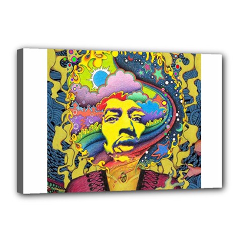 Psychedelic Rock Jimi Hendrix Canvas 18  X 12  (stretched)