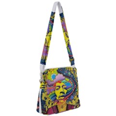 Psychedelic Rock Jimi Hendrix Zipper Messenger Bag