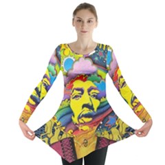 Psychedelic Rock Jimi Hendrix Long Sleeve Tunic 