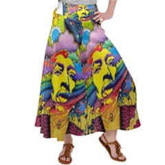 Psychedelic Rock Jimi Hendrix Satin Palazzo Pants