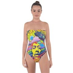 Psychedelic Rock Jimi Hendrix Tie Back One Piece Swimsuit by Jancukart