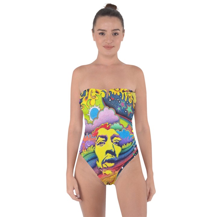 Psychedelic Rock Jimi Hendrix Tie Back One Piece Swimsuit