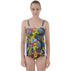 Psychedelic Rock Jimi Hendrix Twist Front Tankini Set by Jancukart