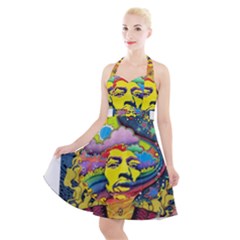 Psychedelic Rock Jimi Hendrix Halter Party Swing Dress 