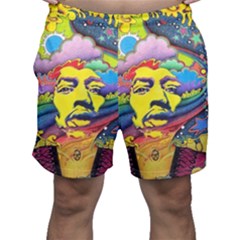 Psychedelic Rock Jimi Hendrix Men s Shorts by Jancukart