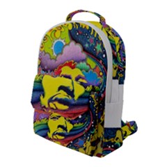 Psychedelic Rock Jimi Hendrix Flap Pocket Backpack (large)