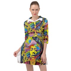 Psychedelic Rock Jimi Hendrix Mini Skater Shirt Dress