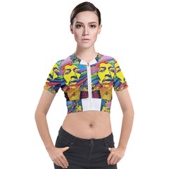 Psychedelic Rock Jimi Hendrix Short Sleeve Cropped Jacket