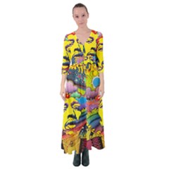 Psychedelic Rock Jimi Hendrix Button Up Maxi Dress by Jancukart