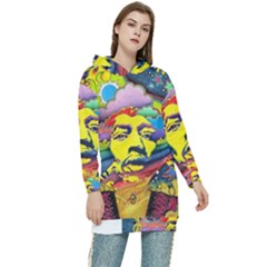 Psychedelic Rock Jimi Hendrix Women s Long Oversized Pullover Hoodie by Jancukart