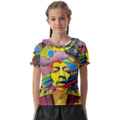 Psychedelic Rock Jimi Hendrix Kids  Frill Chiffon Blouse