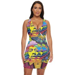 Psychedelic Rock Jimi Hendrix Draped Bodycon Dress by Jancukart