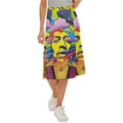 Psychedelic Rock Jimi Hendrix Midi Panel Skirt by Jancukart