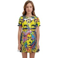 Psychedelic Rock Jimi Hendrix Kids  Sweet Collar Dress by Jancukart