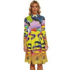 Psychedelic Rock Jimi Hendrix Long Sleeve Shirt Collar A-line Dress