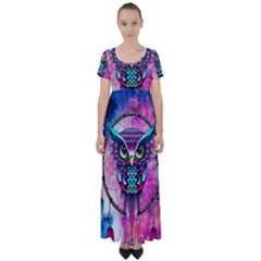 Owl Dreamcatcher High Waist Short Sleeve Maxi Dress by Jancukart