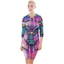 Owl Dreamcatcher Quarter Sleeve Hood Bodycon Dress View1