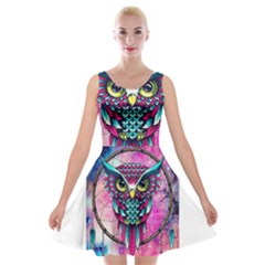 Owl Dreamcatcher Velvet Skater Dress