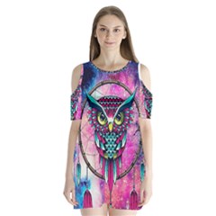 Owl Dreamcatcher Shoulder Cutout Velvet One Piece