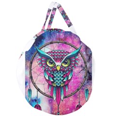 Owl Dreamcatcher Giant Round Zipper Tote by Jancukart