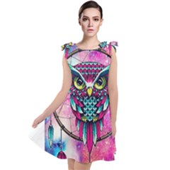 Owl Dreamcatcher Tie Up Tunic Dress by Jancukart